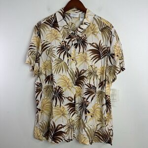 Liz Claiborne Woman Silk Button Up Size 2X Floral Hawaiian Shirt Relaxed NWT